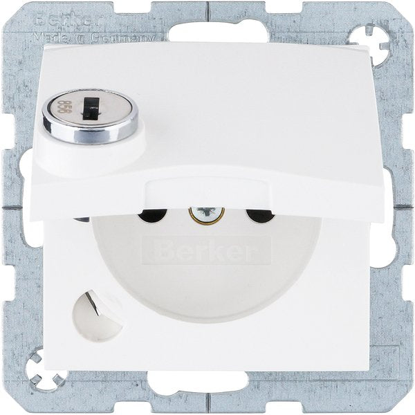 Berker - Steckdose m. Erdstift 6768118989 polarweiß glänzend