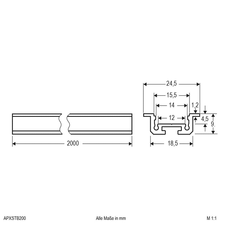 EVN Lichttechnik - Mechanisches Zubehör/Ersatzteile für Leuchten Aluminium Profil APXSTB200