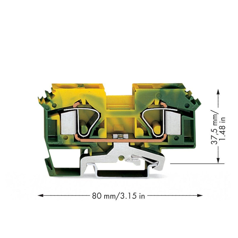 WAGO - Schutzleiter-Reihenklemme Schutzleiterklemme 283-607 0,2-16mmq gn/gelb