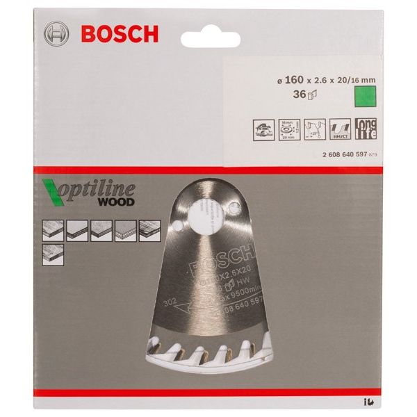 Bosch - Kreissägeblatt PRO Wood Kreissägeblatt, 2608640597 160 x 2,6 x 20 mm