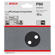 Bosch - Schleifpapier/Schleifvlies PRO F355 Schleifblatt, 125 2608605115 mm, 80, 5-tlg