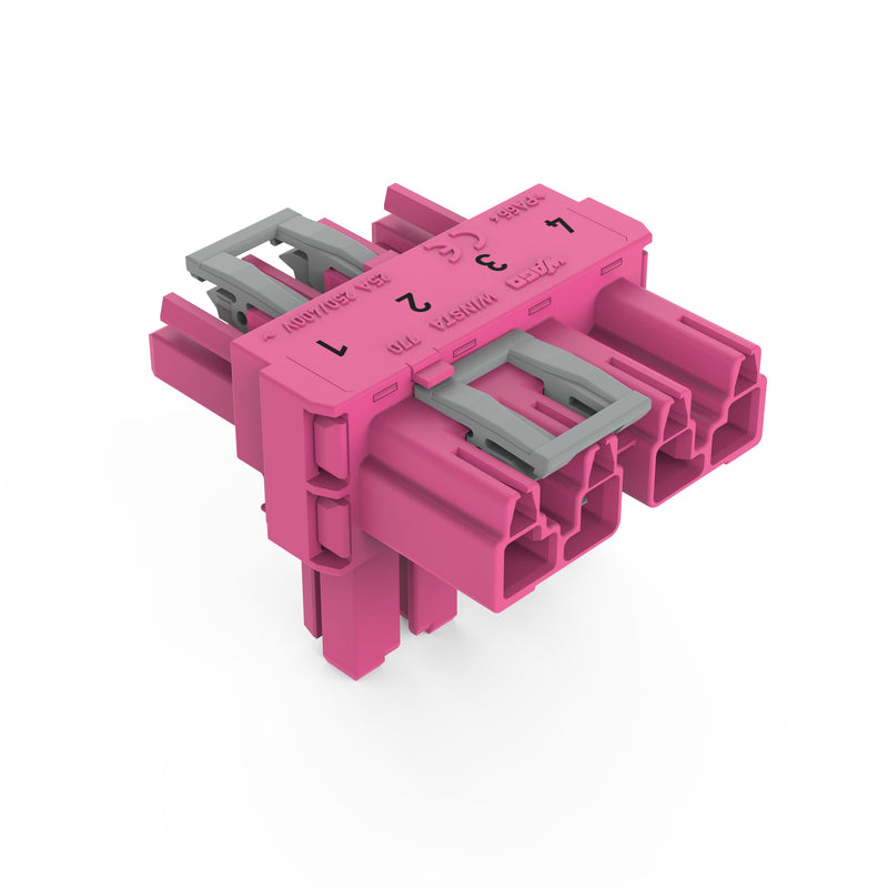 WAGO - Kompaktverteiler für steckbare Gebäudeinstallation T-Verteiler 4-polig 770-1633 Kod. B,pink − 50 Stück