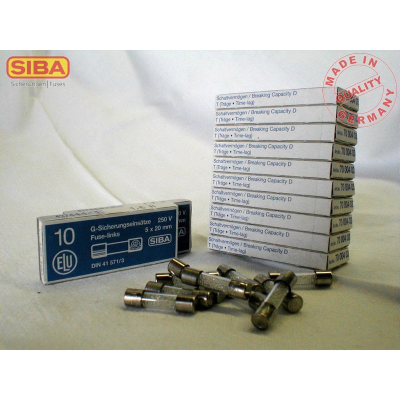 Siba - Zylindrische Sicherung G-Sicherung T 2A 173100 5x20 − 100 Stück