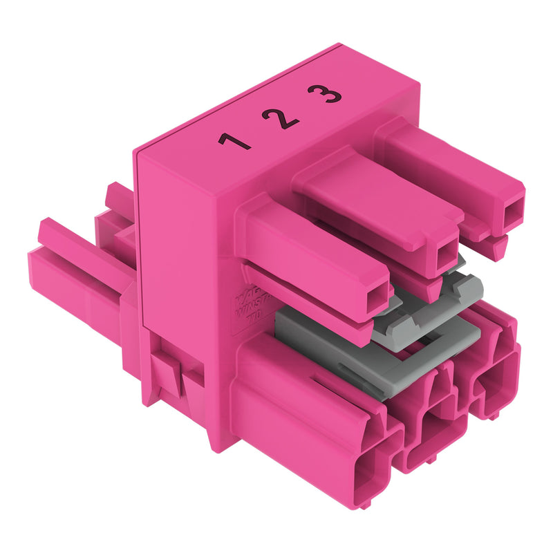 WAGO - Kompaktverteiler für steckbare Gebäudeinstallation h-Verteiler,3-polig,Kod. B 770-1766 pink − 50 Stück