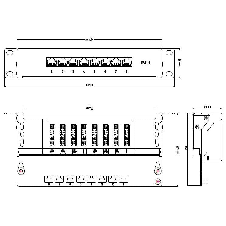 EFB-Elektronik - Patchpanel Kupfer Mini-Patchpanel 37736.8 8xRJ45, grau