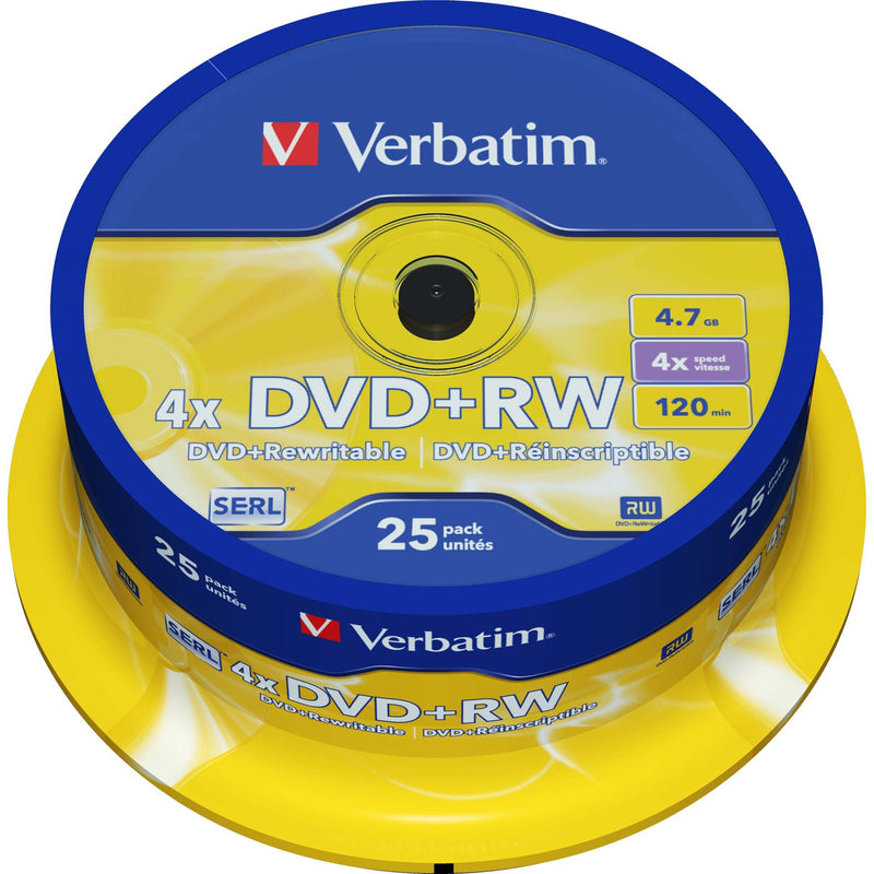 Verbatim - Speichermedium digital DVD+RW 4.7GB/120Min/4x 43489 (VE25) Cakebox (25 Disc)