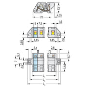 WAGO - Kabelsteckverbinder für Leiterplattensteckverbinder 1-Leiter Federleiste 721-339/031-000 CAGECLAMP 2,5mm²,lgr − 25 Stück