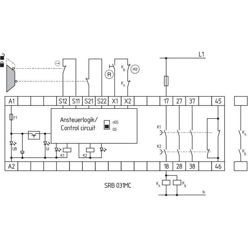 Schmersal - Gerät zur Überwachung von sicherheitsgerichteten Stromkreisen Sichere Signalverarbeitung SRB031MC-24V-0,7S