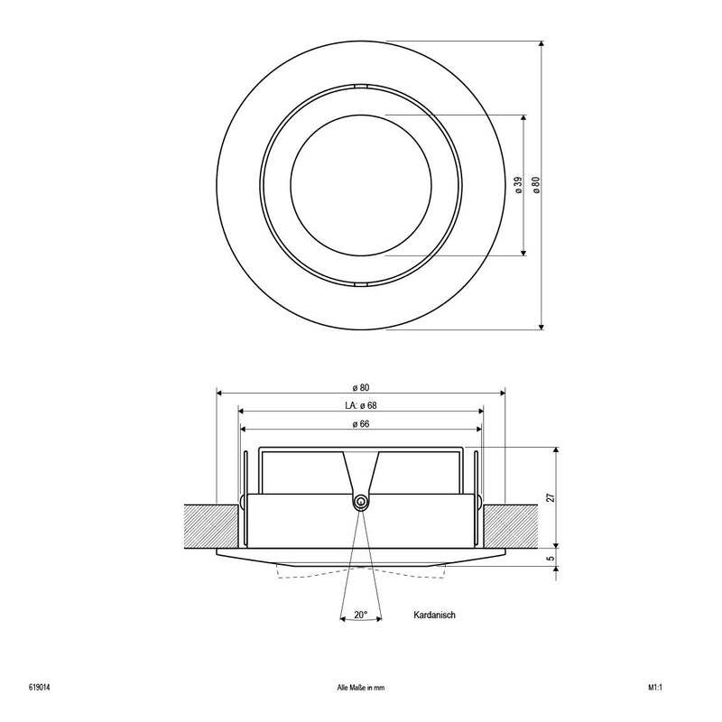 EVN Lichttechnik - Downlight/Strahler/Flutlicht NV-Einbauleuchte 619 014 50W 12V GX5,3