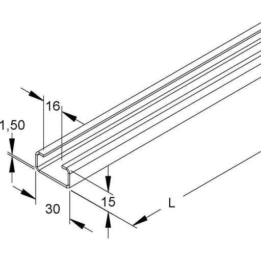 Niedax - Stiel/Profilschiene Ankerschiene 2970/6 BO − 6 Meter