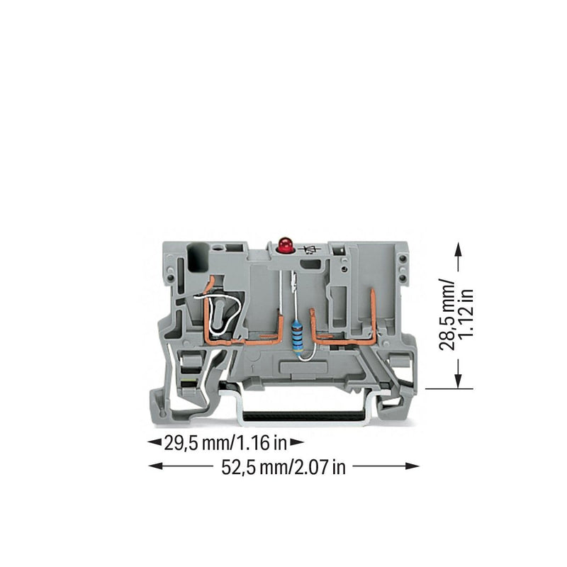 WAGO - Bauelement-Reihenklemme 1-Leiter/1PinBauelementkl. 769-239/281-413 LED rot,DC 24 V,grau − 100 Stück