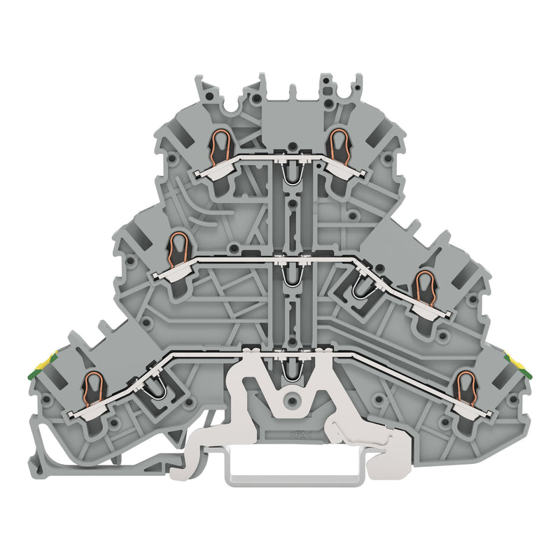 WAGO GmbH & Co. KG - Durchgangs-Reihenklemme Dreistockklemme 2000-3227 1mm²,gn-ge/gr − 40 Stück