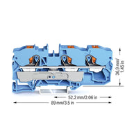 WAGO - Durchgangs-Reihenklemme 3-Leiter-Durchgangsklemme 2210-1304 10qmm, blau − 25 Stück