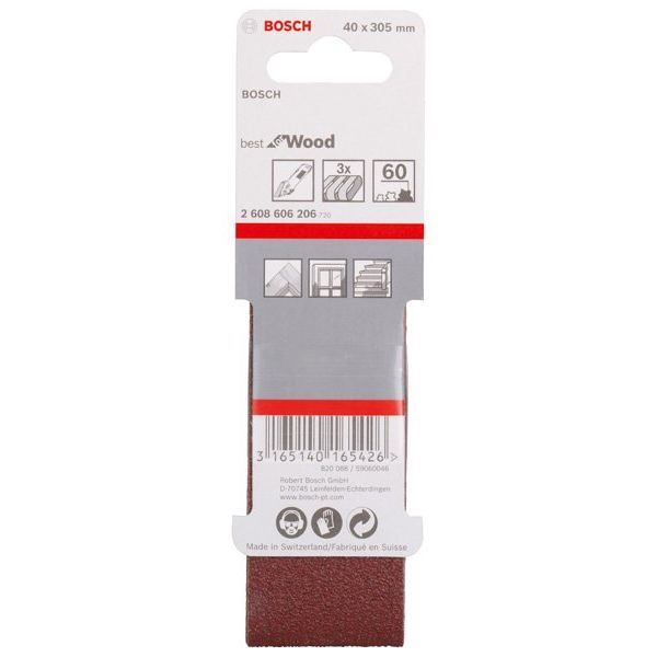 Bosch - Schleifpapier/Schleifvlies PRO X440 Schleifband, 40 x 2608606206 305 mm, 60, 3-tlg