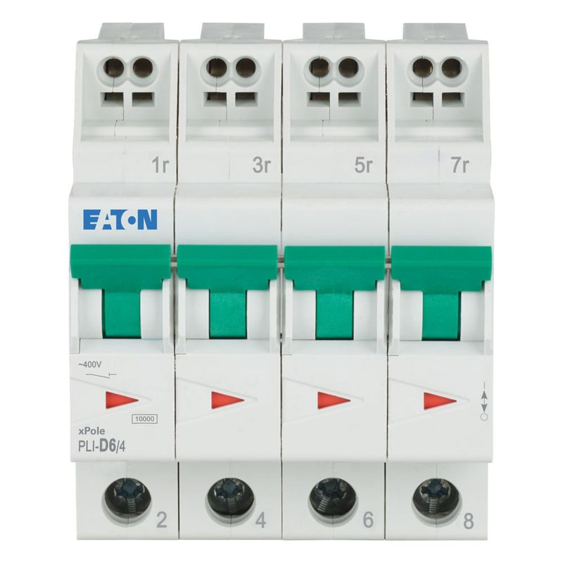 Eaton - Leitungsschutzschalter PLI-D6/4 D 6A, 4p Steckkl