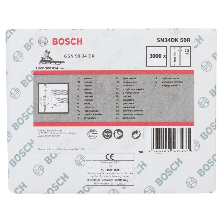 Bosch - Nagel für Nagelgerät D-Kopf Streifennagel 2608200014 SN34DK 50R 2,8 mm 50