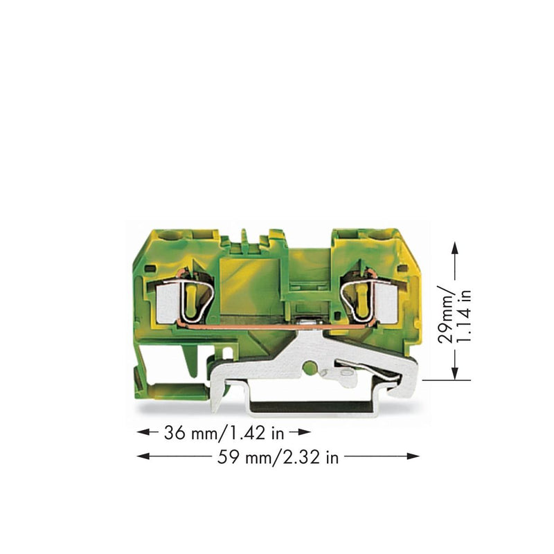 WAGO - Schutzleiter-Reihenklemme Schutzleiterklemme 281-907/999-950 2-Leiter − 50 Stück