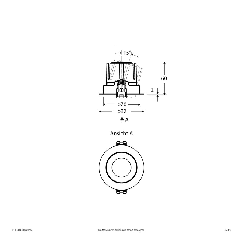 EVN Lichttechnik - Downlight/Strahler/Flutlicht LED-Einbauleuchte modular F10RXXXM0640L55D Konfigurationstype