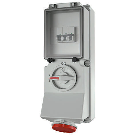 Mennekes - CEE-Steckdose abschaltbar, abgesichert (IEC 60309) Wanddose DUO 7220 32A,5p,6h,400V,IP44