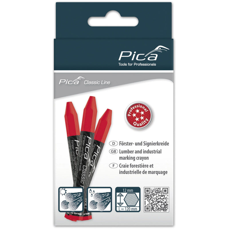 Pica-Marker - Markierungsstift Försterkreide PRO 590/40 12x120mm, rot − 12 Stück
