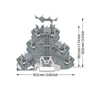 WAGO - Durchgangs-Reihenklemme Dreistockklemme 2000-3257 1mm²,gr − 40 Stück