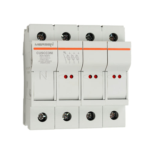 Mersen - Halter für zylindrische Sicherung Sicherungshalter Midget CUSCC3NI AC600V 32A 3+N-p − 3 Stück