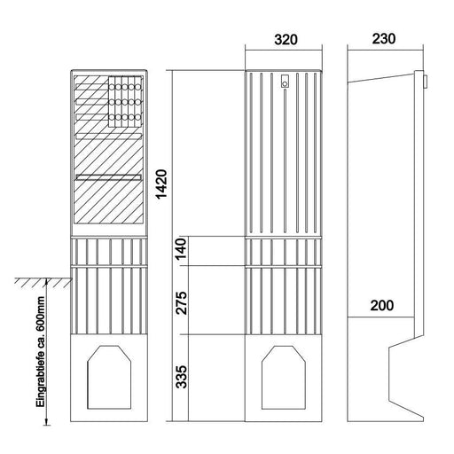 GSAB Elektrotechnik - Anschlussschrank Verteilersäule 32S1400K5xD02-3