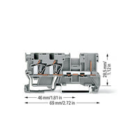WAGO - Durchgangs-Reihenklemme 2L/1-Pin-Basisklemme 769-251 grau − 50 Stück