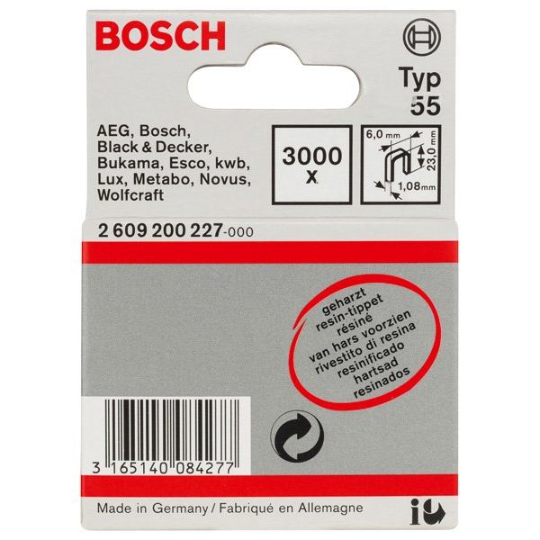 Bosch - Heftklammer Schmalrückenklammer Typ 2609200227 55 geharzt 6 x 1,08
