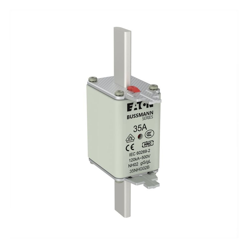 Eaton - Messersicherung Sicherungseinsatz Nieders. NH FUSE 35#35NHG02B 35A AC 500V 120kA − 3 Stück