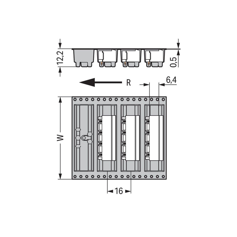 WAGO GmbH & Co. KG - Leiterplattensteckverbinder THR - Stiftleiste Lötstift 231 - 83#4050821043157 1,0x1,0,abgew.,sw − 170 Stück