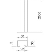 OBO Bettermann - Stiel/Profilschiene Profilschiene MS5030UP2000FT ungelocht, SW 22mm − 20 Meter