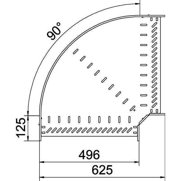 OBO Bettermann - Bogen für Kabelrinne Bogen 90 Grad RB 90 850 FT 85x500 tauchfeuerv