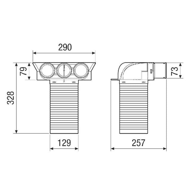 Maico - Zubehör/Ersatzteile für Ventilatoren Umlenkstück MA-U3-63 3x, Nennweite 63