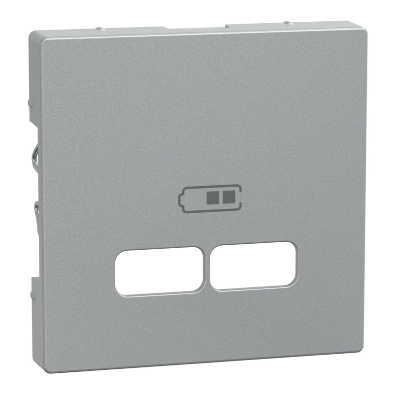 Merten - Einsatz/Abdeckung für Kommunikationstechnik Zentralplatte alu MEG4367-0460 f.USB Ladest.Einsatz