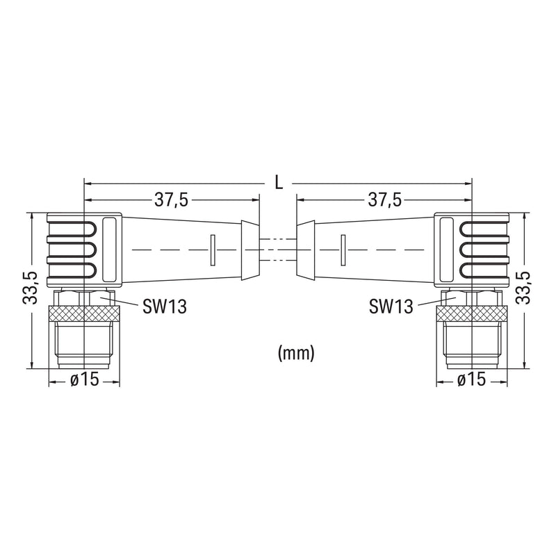 WAGO - Patchkabel Kupfer Industrie ETHERNET-Leitung M12D-St. 756-1204/060-100 winklig,grün − 1 Stück