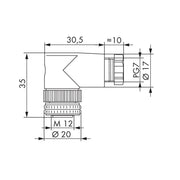 WAGO - Zubehör/Ersatzteile für Steuerungen Konfekt. Steckverbinder 4p 756-9214/040-000 M12-Bu gewinkelt