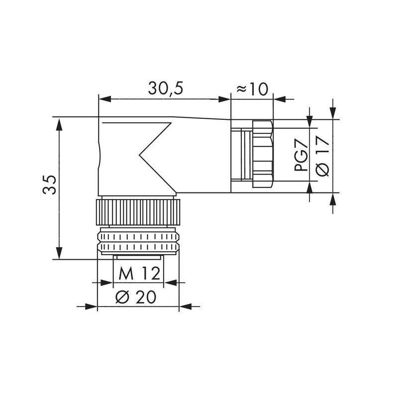 WAGO - Zubehör/Ersatzteile für Steuerungen Konfekt. Steckverbinder 4p 756-9214/040-000 M12-Bu gewinkelt