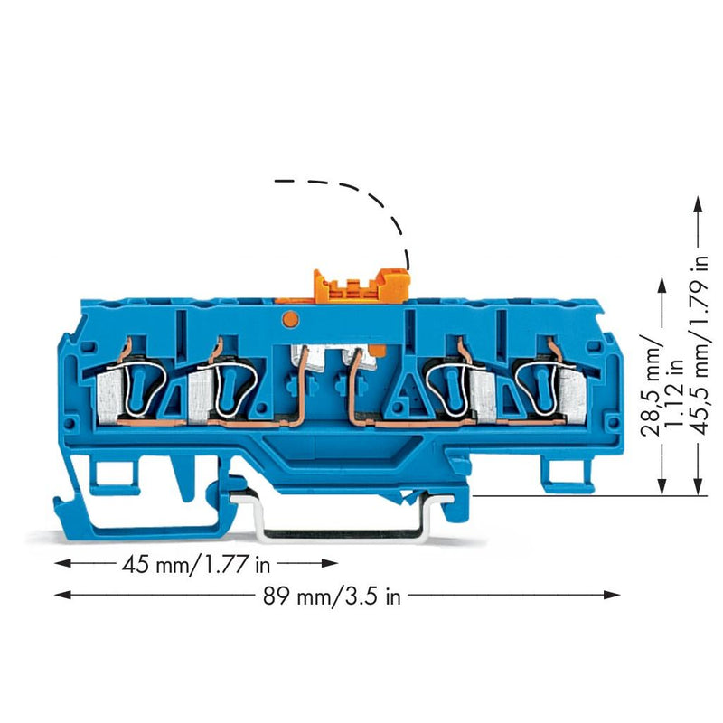 WAGO - Trenn- und Messtrenn-Reihenklemme 4-Leiter-Trennklemme 280-885 blau − 50 Stück