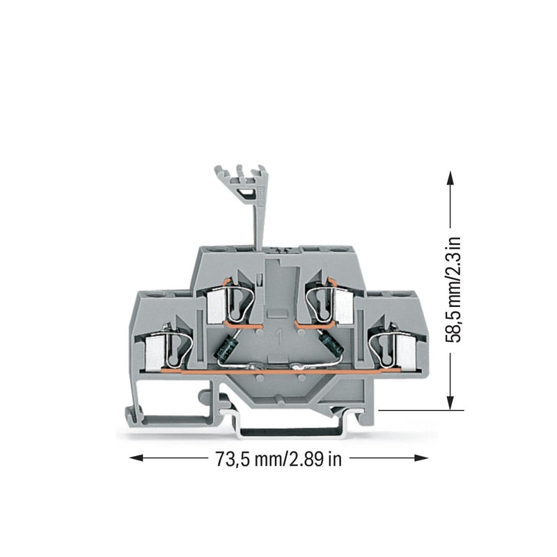 WAGO - Bauelement-Reihenklemme Bauelementklemme 281-636/281-487 2 Dioden 1N4007,grau − 50 Stück