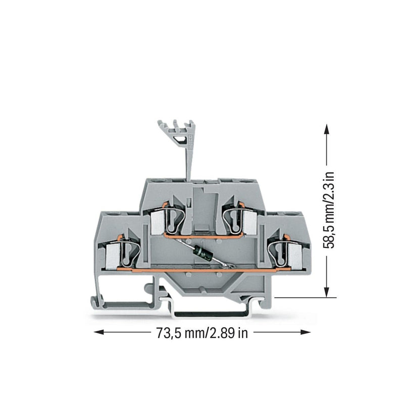 WAGO - Bauelement-Reihenklemme Bauelementklemme 281-633/281-410 Diode 1N4007,grau − 50 Stück