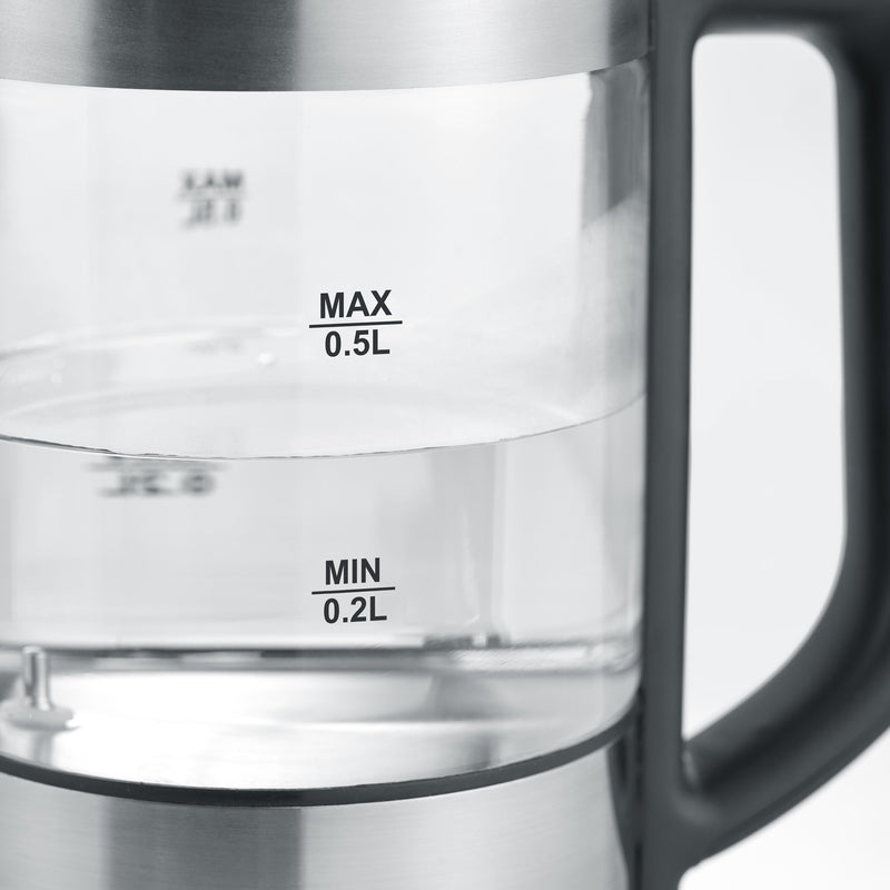 Severin - Wasserkocher Glas-Wasserkocher WK 3458eds-geb/sw 0,5L,40-100Grad