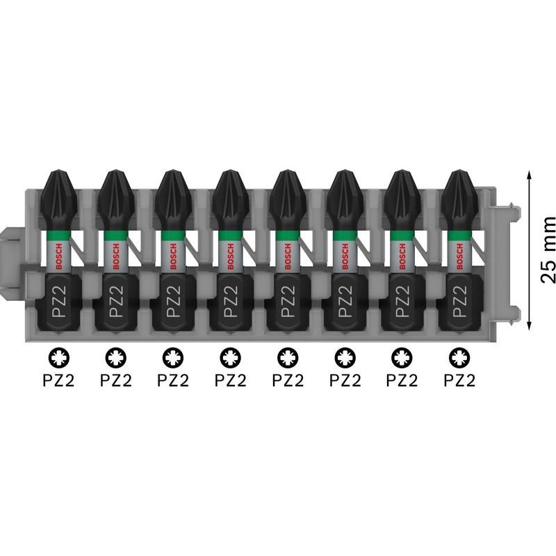 Bosch - Bit-Set PRO Pozidriv Impact Bit, 2608522325 PZ2, 25 mm, 8-tlg