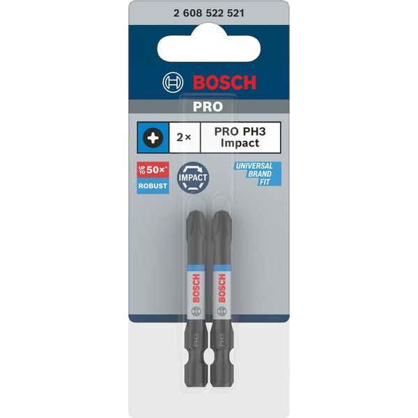 Bosch - Bit PRO Phillips Impact Bit, 2608522521VE(2) PH3, 55 mm, 2-tlg