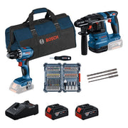 Bosch - Elektrowerkzeugset 2 x 18V-Set: GSR + GBH + 2 0615V0003D x Bit-Set + 2 x GBA