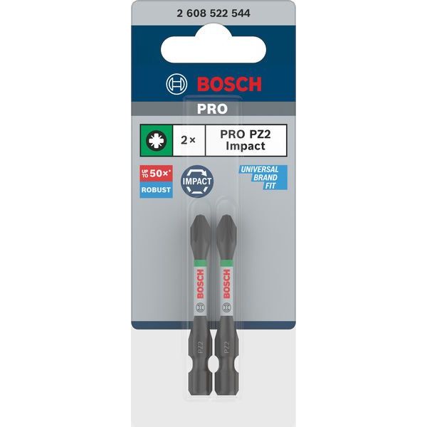 Bosch - Bit-Set PRO Pozidriv Impact Bit, 2608522544VE(2) PZ2, 55 mm, 2-tlg