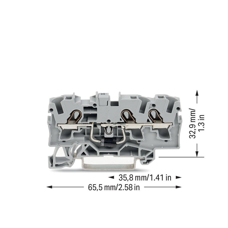 WAGO - Bauelement-Reihenklemme Bauelementklemme 2004-1311/1000-401 Diode 1N5408,grau − 50 Stück