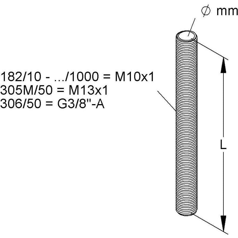 HKL - Gewinderohr Gewinderöhrchen 305M/50 M13x1 − 100 Stück