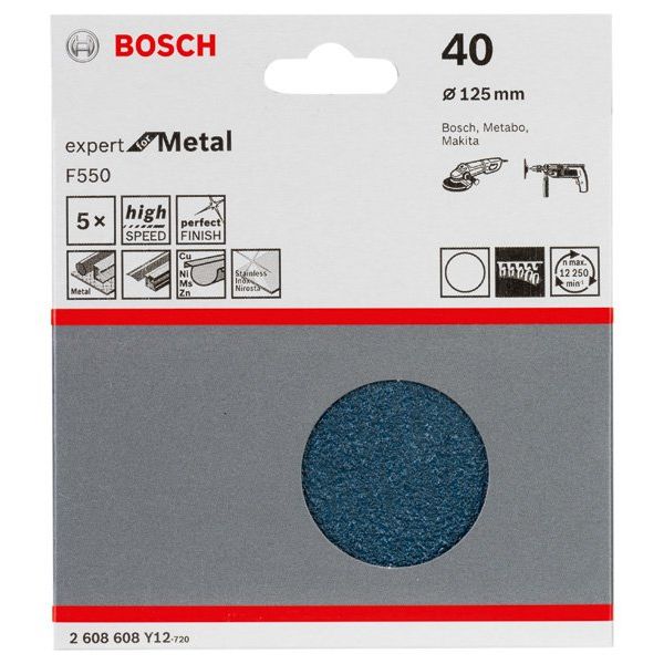 Bosch - Schleifpapier/Schleifvlies Schleifblatt F550, Expert 2608608Y12 for Metal 125 mm 40