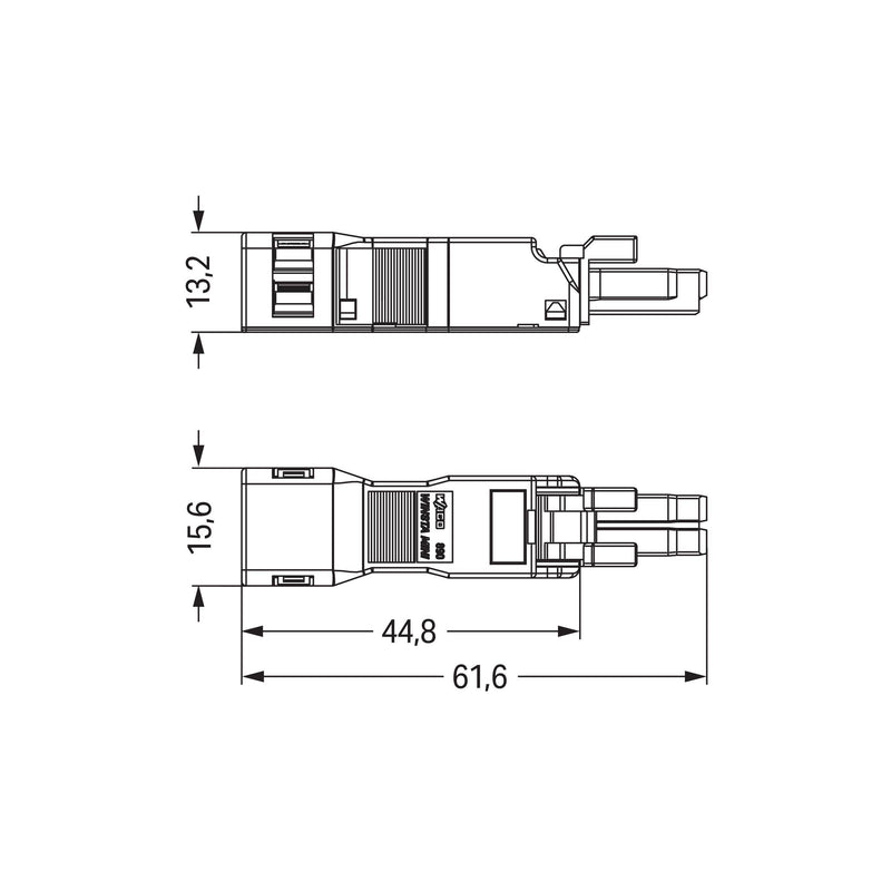 WAGO - Steckverbinder für steckbare Gebäudeinstallation Buchse 890-102 2p.,1,5qmm sw − 50 Stück